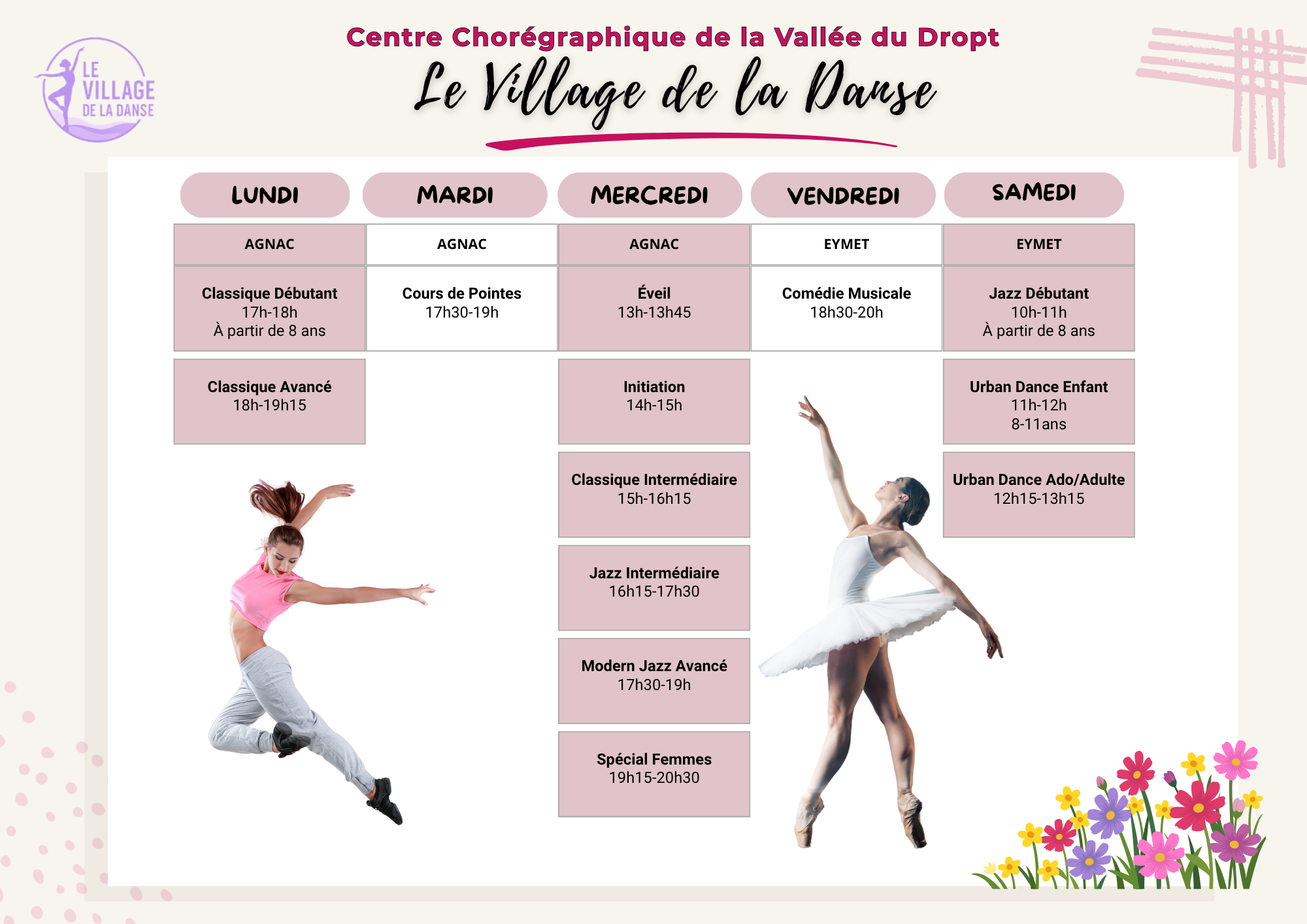 Programme des cours de danse 2026/2027